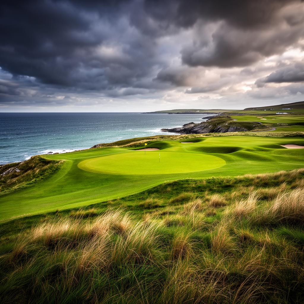 Dramatic Irish links golf course on the Atlantic coast