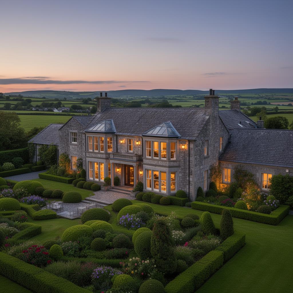 Luxury Irish countryside private estate with manicured gardens